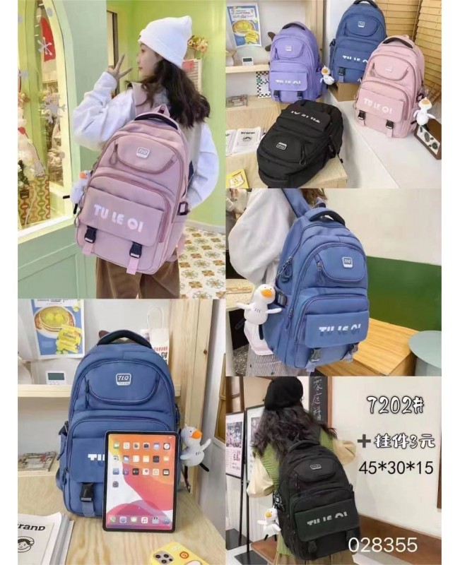 korean kids backpack 7202 black pink purple gray b...