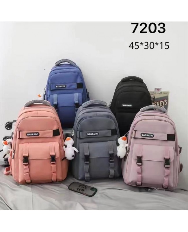 korean kids backpack 7203 black pink purple gray b...